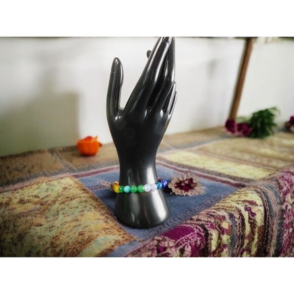 Rainbow Chakra Bracelet Adjustable Gems - New - Witchcore Ethereal - Picture 2 of 11